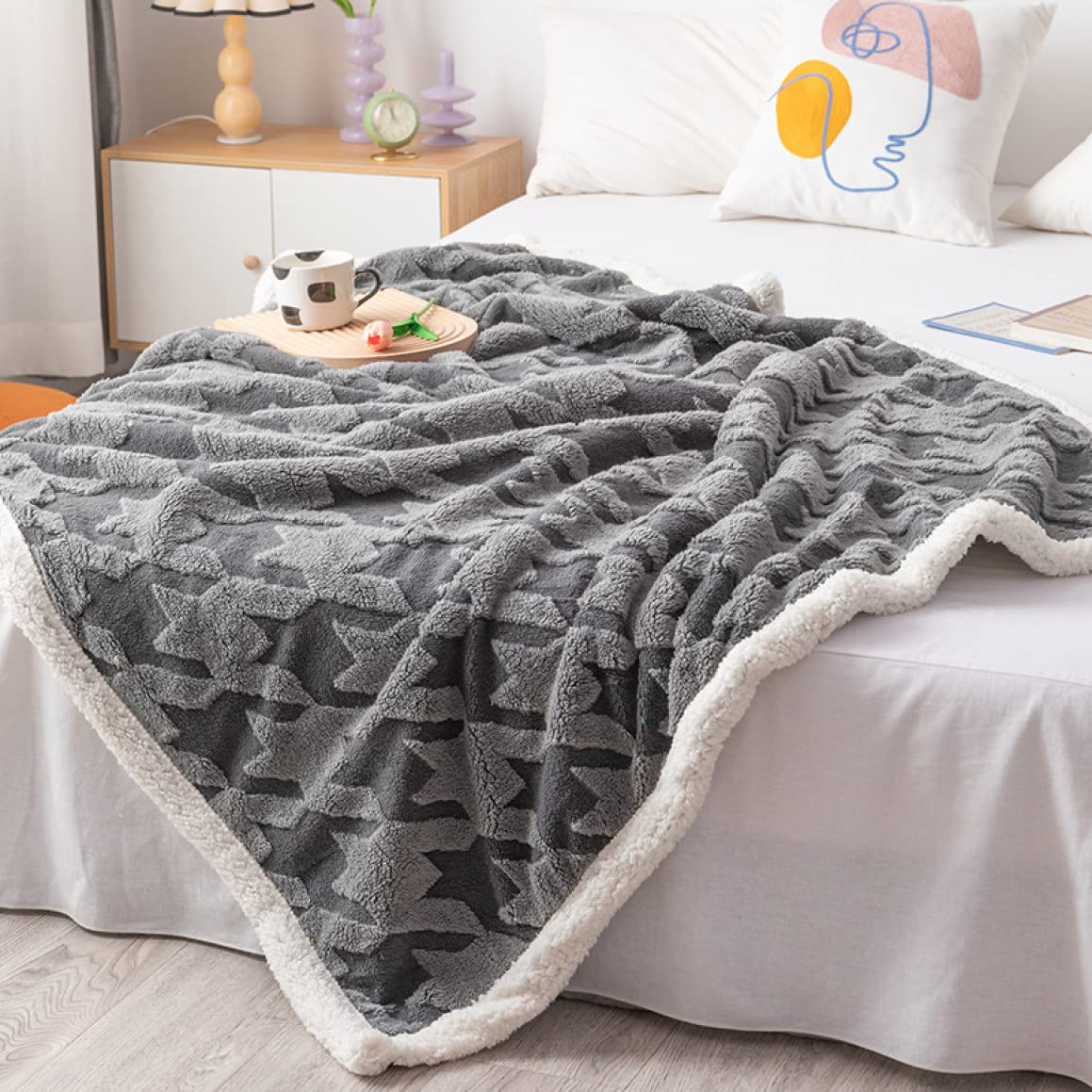 Amazon｜XWPW2 綿入り毛布 シングル ダークグレー 100*150CM 二枚